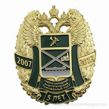 3-D Zinc-alloy Metal Badge and Emblem, Available in Different Thicknesses